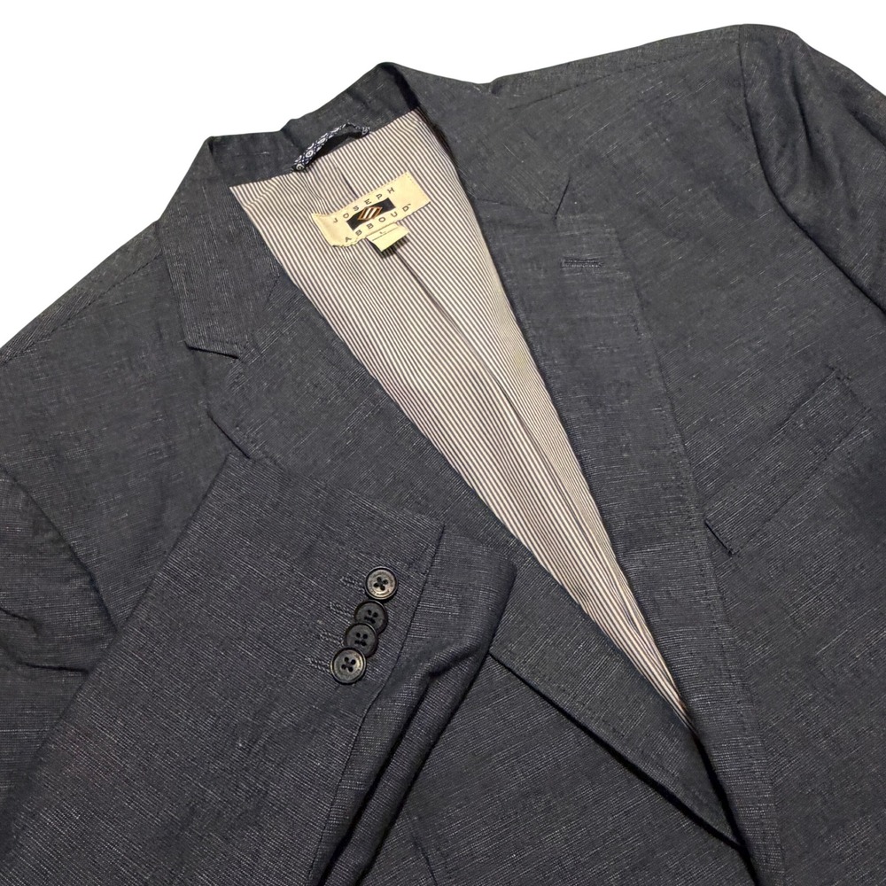 Joseph Abboud Mens Large 42R Navy Blue Cotton Linen Blend Sport Coat Blazer